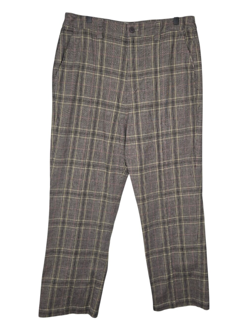 Sundance Womens Black Multi Color Linen Blend Vivienne Plaid Trouser Pants 14
